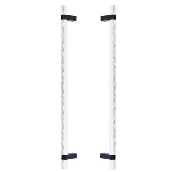 Emtek - Back to Back, Select Bar Appliance Pull 18 Inch C-C, Rectangular Bar Stem, Knurled Bar
