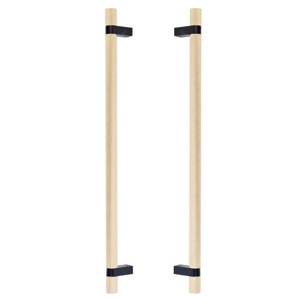Emtek - Glass Shower Door Back to Back, Select Bar Appliance Pull 18 Inch C-C, Rectangular Bar Stem, Knurled Bar