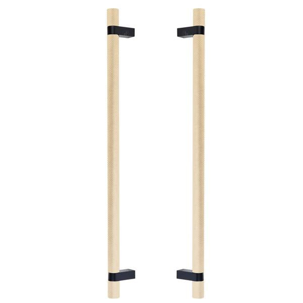 Emtek - Glass Shower Door Back to Back, Select Bar Appliance Pull 18 Inch C-C, Rectangular Bar Stem, Knurled Bar