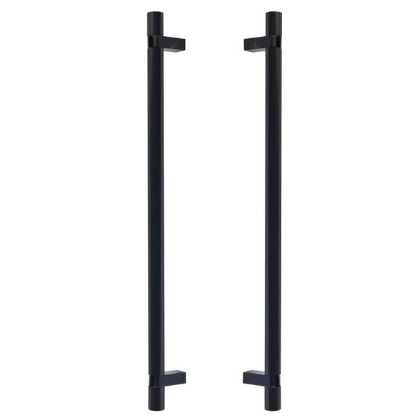 Emtek - Glass Shower Door Back to Back, Select Bar Appliance Pull 18 Inch C-C, Rectangular Bar Stem, Smooth Bar