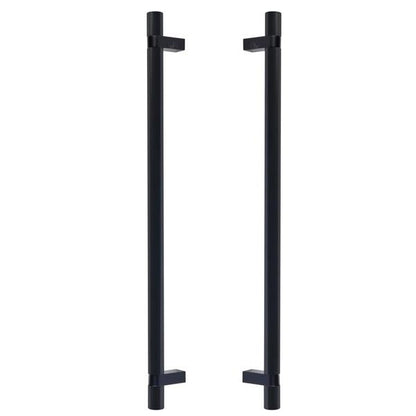 Emtek - Glass Shower Door Back to Back, Select Bar Appliance Pull 18 Inch C-C, Rectangular Bar Stem, Smooth Bar