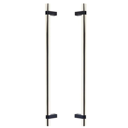 Emtek - Glass Shower Door Back to Back, Select Bar Appliance Pull 18 Inch C-C, Rectangular Bar Stem, Smooth Bar