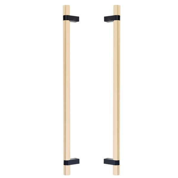 Emtek - Glass Shower Door Back to Back, Select Bar Appliance Pull 18 Inch C-C, Rectangular Bar Stem, Smooth Bar