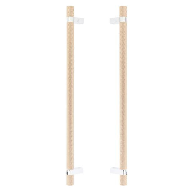 Emtek - Glass Shower Door Back to Back, Select Bar Appliance Pull 18 Inch C-C, Rectangular Bar Stem, Knurled Bar