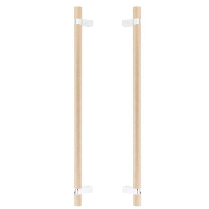 Emtek - Glass Shower Door Back to Back, Select Bar Appliance Pull 18 Inch C-C, Rectangular Bar Stem, Knurled Bar