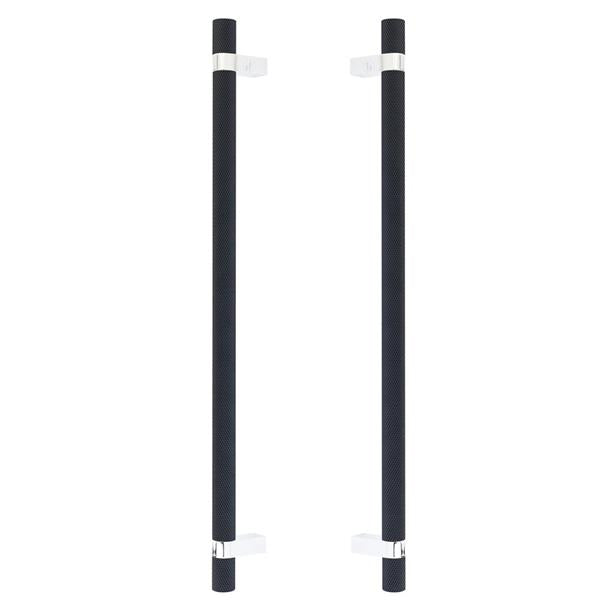 Emtek - Back to Back, Select Bar Appliance Pull 18 Inch C-C, Rectangular Bar Stem, Knurled Bar