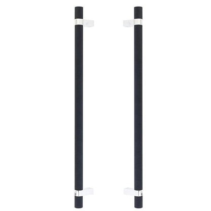 Emtek - Glass Shower Door Back to Back, Select Bar Appliance Pull 18 Inch C-C, Rectangular Bar Stem, Knurled Bar