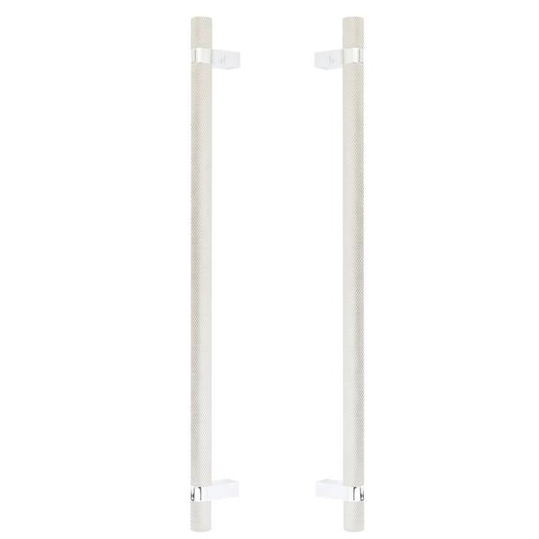 Emtek - Glass Shower Door Back to Back, Select Bar Appliance Pull 18 Inch C-C, Rectangular Bar Stem, Knurled Bar