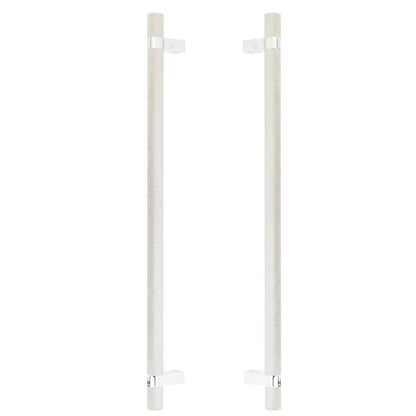 Emtek - Glass Shower Door Back to Back, Select Bar Appliance Pull 18 Inch C-C, Rectangular Bar Stem, Knurled Bar