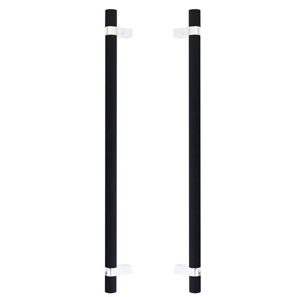 Emtek - Glass Shower Door Back to Back, Select Bar Appliance Pull 18 Inch C-C, Rectangular Bar Stem, Knurled Bar