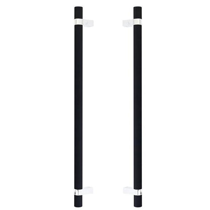 Emtek - Glass Shower Door Back to Back, Select Bar Appliance Pull 18 Inch C-C, Rectangular Bar Stem, Knurled Bar