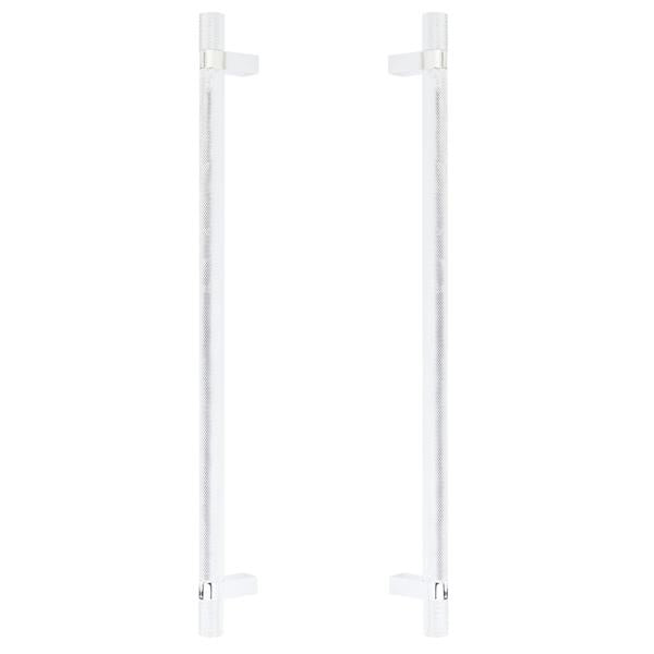 Emtek - Glass Shower Door Back to Back, Select Bar Appliance Pull 18 Inch C-C, Rectangular Bar Stem, Knurled Bar
