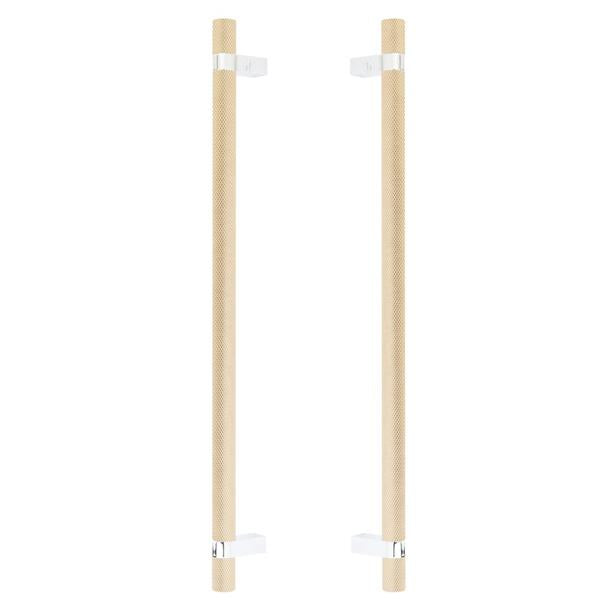 Emtek - Glass Shower Door Back to Back, Select Bar Appliance Pull 18 Inch C-C, Rectangular Bar Stem, Knurled Bar