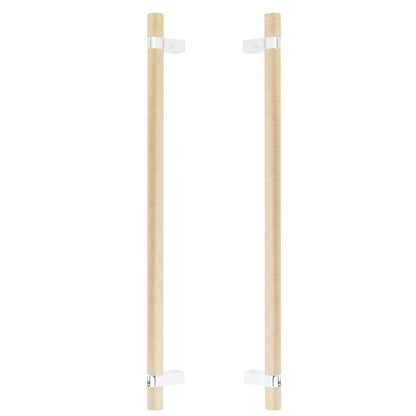 Emtek - Glass Shower Door Back to Back, Select Bar Appliance Pull 18 Inch C-C, Rectangular Bar Stem, Knurled Bar