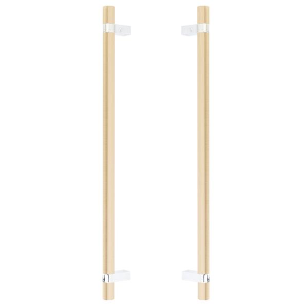 Emtek - Glass Shower Door Back to Back, Select Bar Appliance Pull 18 Inch C-C, Rectangular Bar Stem, Smooth Bar