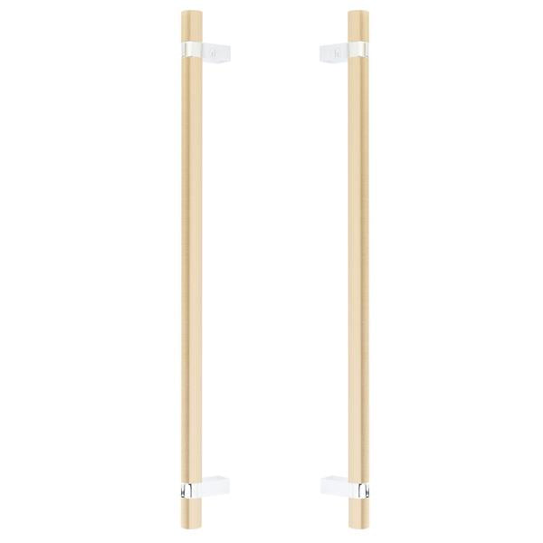 Emtek - Glass Shower Door Back to Back, Select Bar Appliance Pull 18 Inch C-C, Rectangular Bar Stem, Smooth Bar