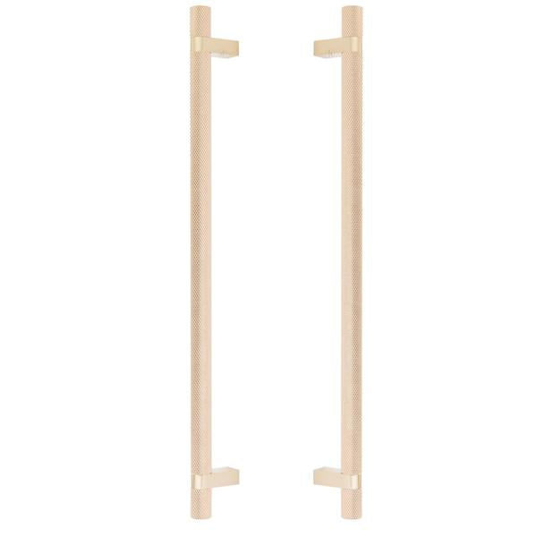 Emtek - Back to Back, Select Bar Appliance Pull 18 Inch C-C, Rectangular Bar Stem, Knurled Bar