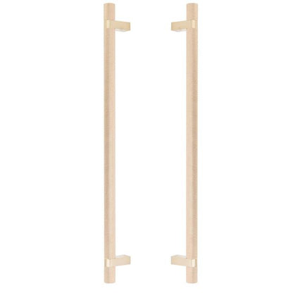 Emtek - Glass Shower Door Back to Back, Select Bar Appliance Pull 18 Inch C-C, Rectangular Bar Stem, Knurled Bar