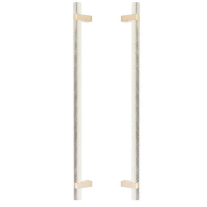 Emtek - Back to Back, Select Bar Appliance Pull 18 Inch C-C, Rectangular Bar Stem, Knurled Bar