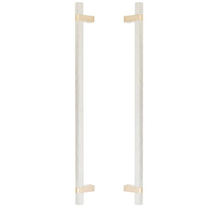 Emtek - Glass Shower Door Back to Back, Select Bar Appliance Pull 18 Inch C-C, Rectangular Bar Stem, Knurled Bar