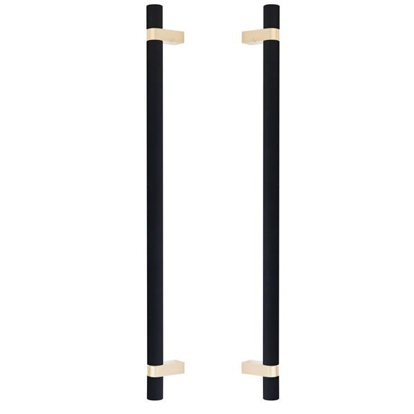 Emtek - Back to Back, Select Bar Appliance Pull 18 Inch C-C, Rectangular Bar Stem, Knurled Bar