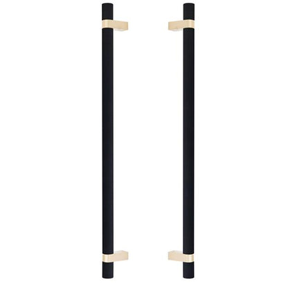 Emtek - Glass Shower Door Back to Back, Select Bar Appliance Pull 18 Inch C-C, Rectangular Bar Stem, Knurled Bar