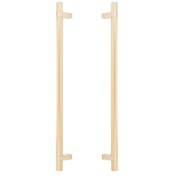 Emtek - Glass Shower Door Back to Back, Select Bar Appliance Pull 18 Inch C-C, Rectangular Bar Stem, Knurled Bar