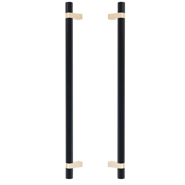 Emtek - Glass Shower Door Back to Back, Select Bar Appliance Pull 18 Inch C-C, Rectangular Bar Stem, Smooth Bar