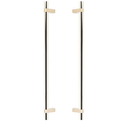 Emtek - Glass Shower Door Back to Back, Select Bar Appliance Pull 18 Inch C-C, Rectangular Bar Stem, Smooth Bar