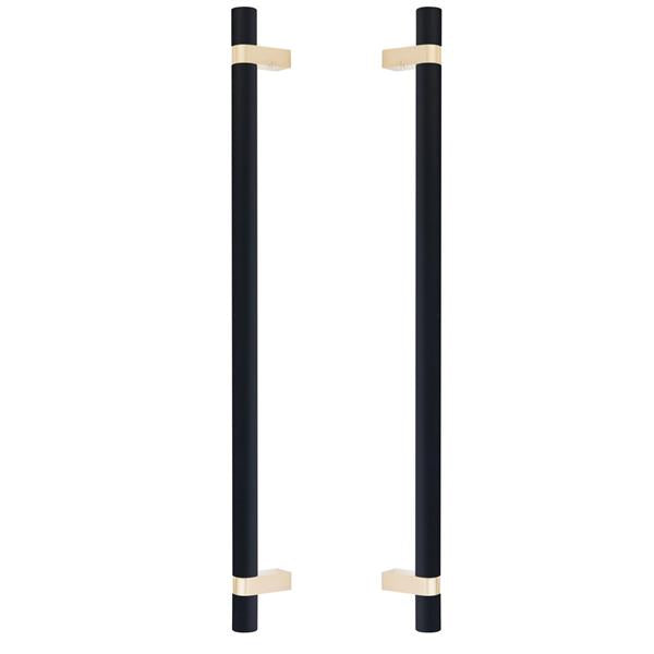 Emtek - Glass Shower Door Back to Back, Select Bar Appliance Pull 18 Inch C-C, Rectangular Bar Stem, Smooth Bar