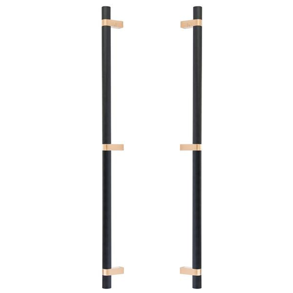 Emtek - Glass Shower Door Back to Back, Select Bar Appliance Pull 24 Inch C-C, Rectangular Bar Stem, Knurled Bar