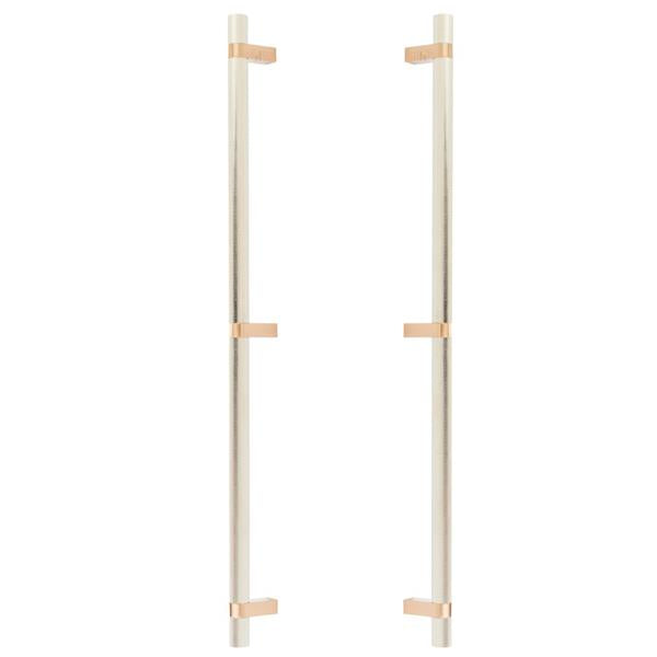 Emtek - Glass Shower Door Back to Back, Select Bar Appliance Pull 24 Inch C-C, Rectangular Bar Stem, Knurled Bar