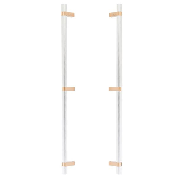 Emtek - Glass Shower Door Back to Back, Select Bar Appliance Pull 24 Inch C-C, Rectangular Bar Stem, Knurled Bar