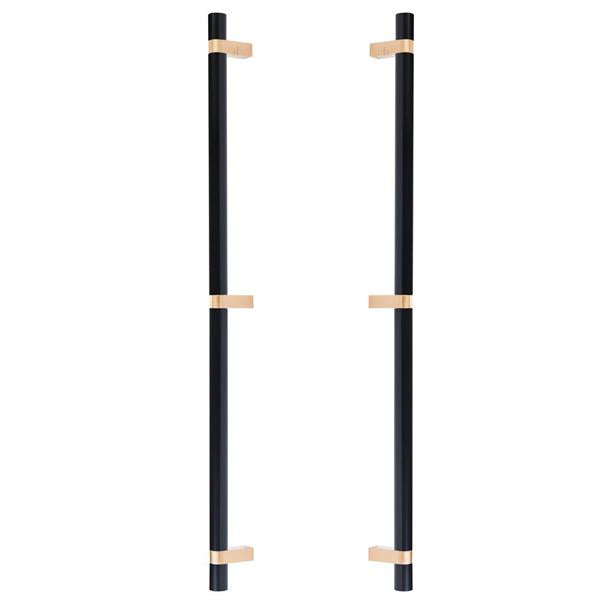 Emtek - Glass Shower Door Back to Back, Select Bar Appliance Pull 24 Inch C-C, Rectangular Bar Stem, Smooth Bar