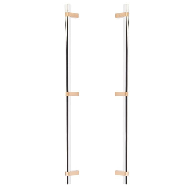 Emtek - Glass Shower Door Back to Back, Select Bar Appliance Pull 24 Inch C-C, Rectangular Bar Stem, Smooth Bar