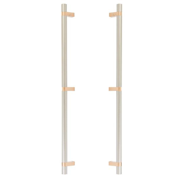 Emtek - Glass Shower Door Back to Back, Select Bar Appliance Pull 24 Inch C-C, Rectangular Bar Stem, Smooth Bar