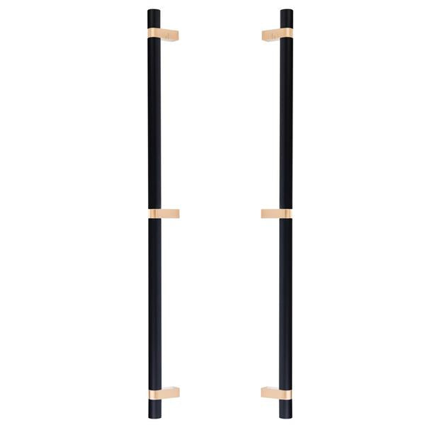 Emtek - Glass Shower Door Back to Back, Select Bar Appliance Pull 24 Inch C-C, Rectangular Bar Stem, Smooth Bar