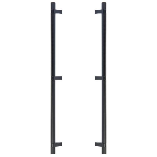 Emtek - Glass Shower Door Back to Back, Select Bar Appliance Pull 24 Inch C-C, Rectangular Bar Stem, Knurled Bar