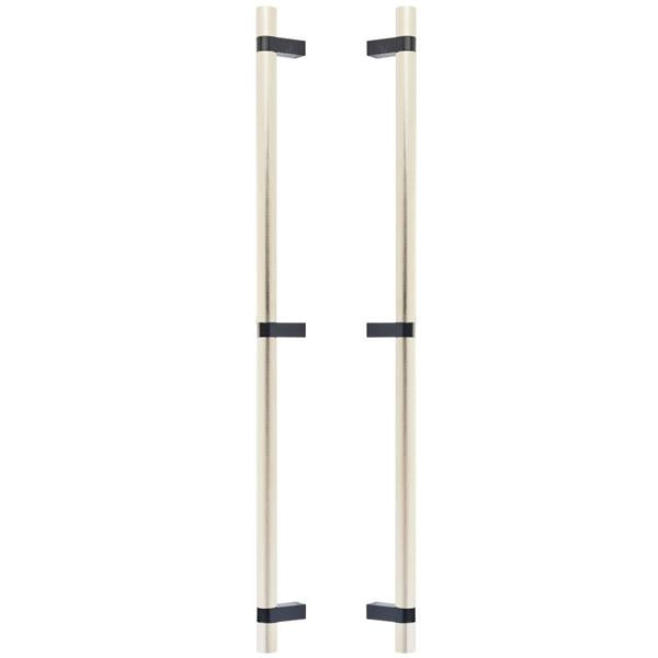 Emtek - Glass Shower Door Back to Back, Select Bar Appliance Pull 24 Inch C-C, Rectangular Bar Stem, Knurled Bar
