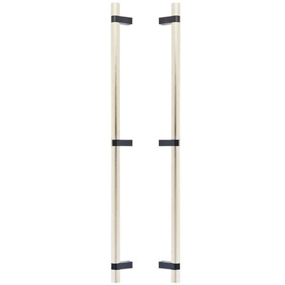 Emtek - Glass Shower Door Back to Back, Select Bar Appliance Pull 24 Inch C-C, Rectangular Bar Stem, Knurled Bar