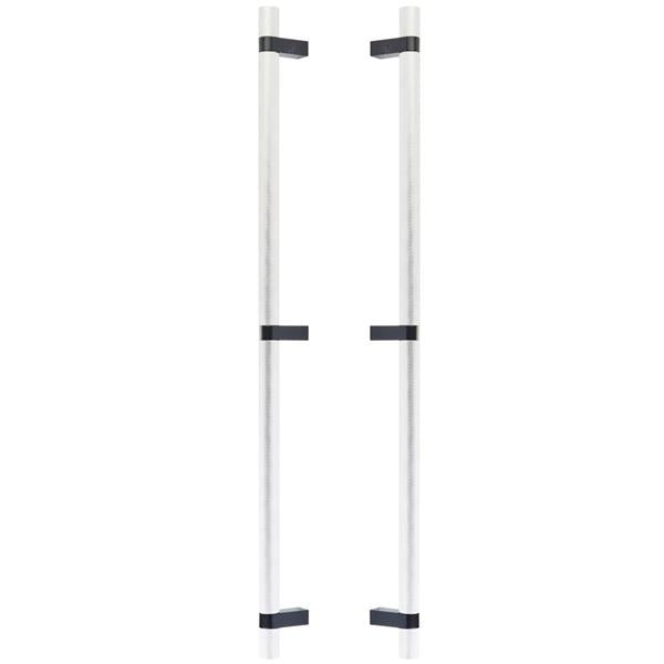 Emtek - Glass Shower Door Back to Back, Select Bar Appliance Pull 24 Inch C-C, Rectangular Bar Stem, Knurled Bar