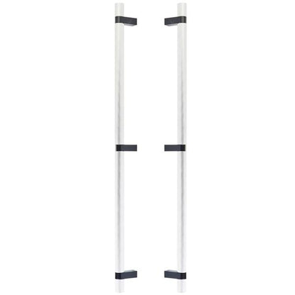 Emtek - Glass Shower Door Back to Back, Select Bar Appliance Pull 24 Inch C-C, Rectangular Bar Stem, Knurled Bar