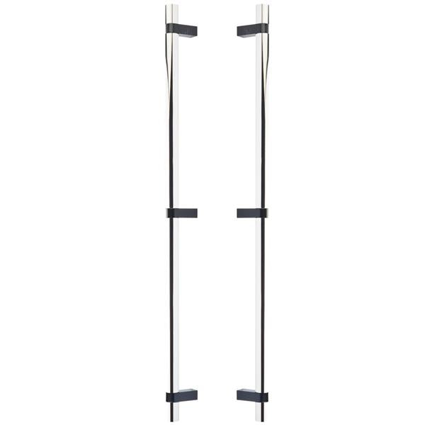 Emtek - Glass Shower Door Back to Back, Select Bar Appliance Pull 24 Inch C-C, Rectangular Bar Stem, Smooth Bar