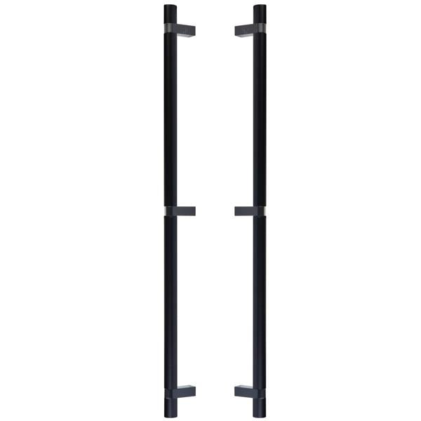 Emtek - Glass Shower Door Back to Back, Select Bar Appliance Pull 24 Inch C-C, Rectangular Bar Stem, Smooth Bar