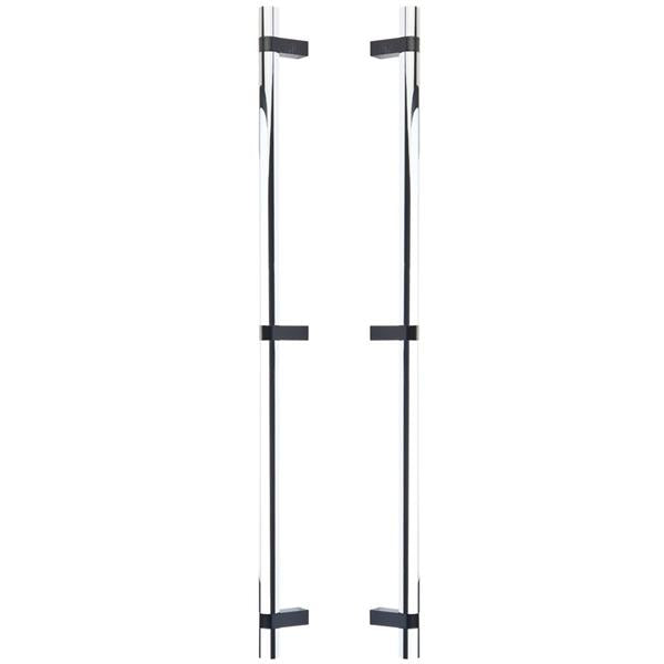 Emtek - Glass Shower Door Back to Back, Select Bar Appliance Pull 24 Inch C-C, Rectangular Bar Stem, Smooth Bar