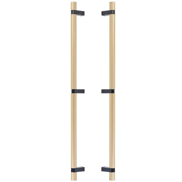 Emtek - Glass Shower Door Back to Back, Select Bar Appliance Pull 24 Inch C-C, Rectangular Bar Stem, Smooth Bar