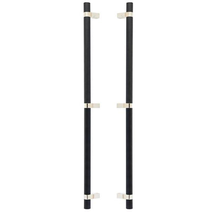 Emtek - Glass Shower Door Back to Back, Select Bar Appliance Pull 24 Inch C-C, Rectangular Bar Stem, Knurled Bar