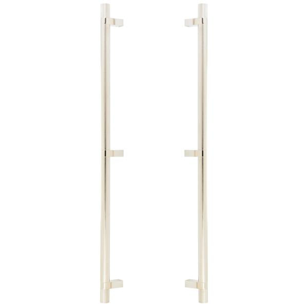 Emtek - Glass Shower Door Back to Back, Select Bar Appliance Pull 24 Inch C-C, Rectangular Bar Stem, Knurled Bar