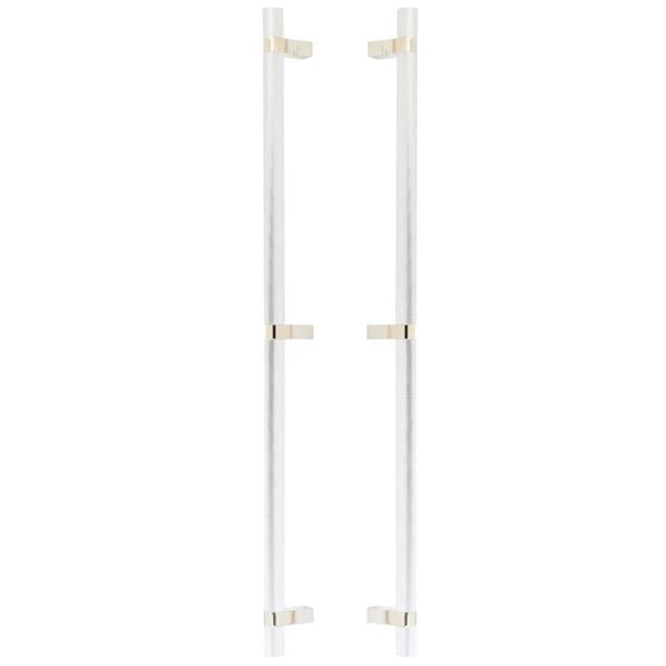 Emtek - Glass Shower Door Back to Back, Select Bar Appliance Pull 24 Inch C-C, Rectangular Bar Stem, Knurled Bar