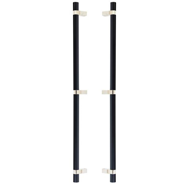 Emtek - Glass Shower Door Back to Back, Select Bar Appliance Pull 24 Inch C-C, Rectangular Bar Stem, Smooth Bar